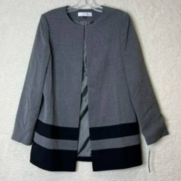 Tahari Jackets & Blazers - NWT Tahari Arthur S Levin Womens Suit Jacket Open Front Gray Black size 8